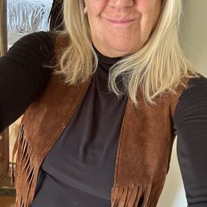 Vintage c 1977 Brown Suede Fringe Vest